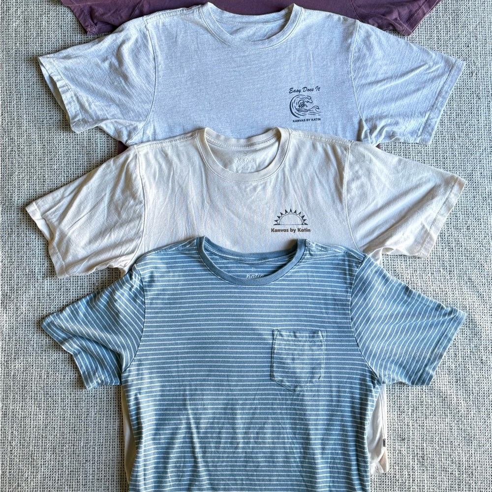 Katin Boys XL (18-20) Short Sleeve Tees - Purple, Heathered, Cream, Striped Blue